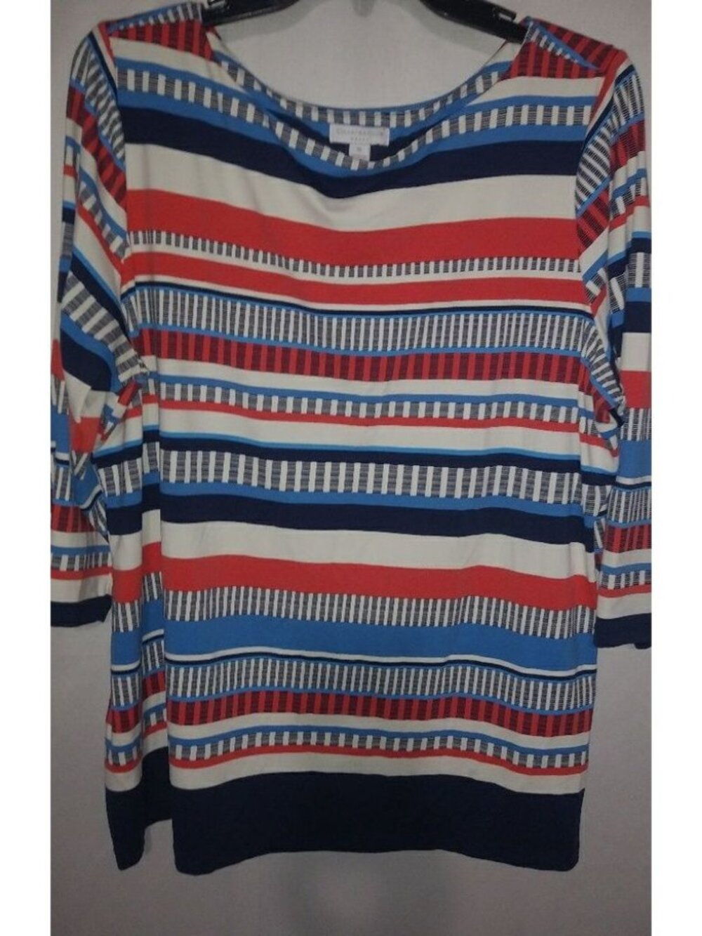 Charter Club 1X Red White Blue Stripe Top Plus